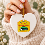 Camp Crystal Lake Outdoor Adventure Ceramic Ornament - Material: Heart Ceramic Ornament