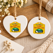 Camp Crystal Lake Outdoor Adventure Ceramic Ornament - Material: Heart Ceramic Ornament