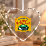 Camp Crystal Lake Outdoor Adventure Ceramic Ornament - Material: Heart Glass Ornament