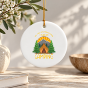 Camping Wildlife Nature Adventure Ceramic Ornament - Material: Circle Ceramic Ornament