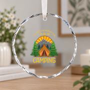 Camping Wildlife Nature Adventure Ceramic Ornament - Material: Circle Glass Ornament