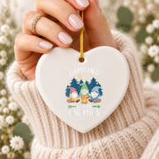 Camping With My Gnomies Funny Camping Ceramic Ornament - Material: Heart Ceramic Ornament