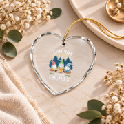 Camping With My Gnomies Funny Camping Ceramic Ornament - Material: Heart Glass Ornament