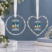 Camping With My Gnomies Funny Camping Ceramic Ornament - Material: Heart Glass Ornament
