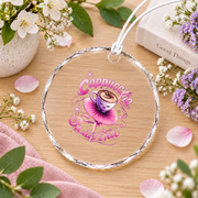 Cappuccino Ballerina Funny Coffee Meme Dance Design Glass Ornament - Material: Circle Glass Ornament