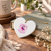 Cappuccino Ballerina Funny Coffee Meme Dance Design Glass Ornament - Material: Heart Ceramic Ornament