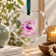 Cappuccino Ballerina Funny Coffee Meme Dance Design Glass Ornament - Material: Heart Glass Ornament