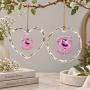 Cappuccino Ballerina Funny Coffee Meme Dance Design Glass Ornament - Material: Heart Glass Ornament