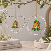 Capybara Shamrock Beer St Patrick's Glass Ornament - Material: Heart Glass Ornament