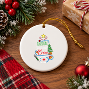 Cardiac Nurse Christmas Crew Glass Ornament - Material: Circle Ceramic Ornament