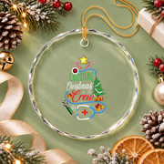 Cardiac Nurse Christmas Crew Glass Ornament - Material: Circle Glass Ornament