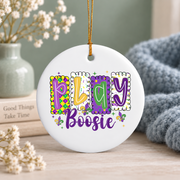 Carnival Coquette Bow Party Celebration Gift Glass Ornament - Material: Circle Ceramic Ornament