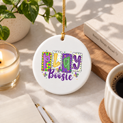 Carnival Coquette Bow Party Celebration Gift Glass Ornament - Material: Circle Ceramic Ornament