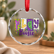 Carnival Coquette Bow Party Celebration Gift Glass Ornament - Material: Circle Glass Ornament