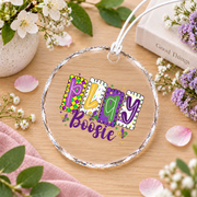 Carnival Coquette Bow Party Celebration Gift Glass Ornament - Material: Circle Glass Ornament