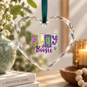 Carnival Coquette Bow Party Celebration Gift Glass Ornament - Material: Heart Glass Ornament