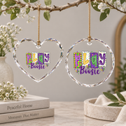 Carnival Coquette Bow Party Celebration Gift Glass Ornament - Material: Heart Glass Ornament