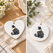 Cat Baroque Floral Long Hair Artistic Glass Ornament - Material: Heart Ceramic Ornament