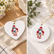 Cat Boxing Creative Animal Lover Glass Ornament - Material: Heart Ceramic Ornament
