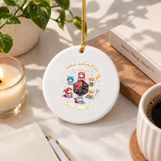 Cat Gamer Video Game Side Quest Funny Glass Ornament - Material: Circle Ceramic Ornament
