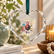 Cat Gamer Video Game Side Quest Funny Glass Ornament - Material: Heart Glass Ornament