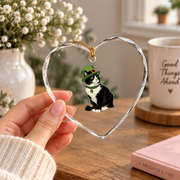 Cat Leprechaun Shamrock Kitten Glass Ornament - Material: Heart Glass Ornament