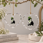 Cat Leprechaun Shamrock Kitten Glass Ornament - Material: Heart Glass Ornament