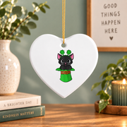 Cat Leprechaun Shamrock St Patrick's Glass Ornament - Material: Heart Ceramic Ornament