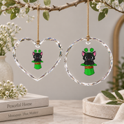 Cat Leprechaun Shamrock St Patrick's Glass Ornament - Material: Heart Glass Ornament