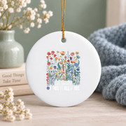 Celebrate All Minds Wildflower Autism Ornament Glass Ornament - Material: Circle Ceramic Ornament