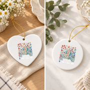 Celebrate All Minds Wildflower Autism Ornament Glass Ornament - Material: Heart Ceramic Ornament