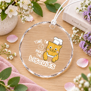 Chef Cat Cooking Lover Gift Kitchen Decor Holiday Decoration Glass Ornament - Material: Circle Glass Ornament