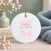 Chef Girl Cooking Culinary Lover Gift Kitchen Decoration Glass Ornament - Material: Circle Ceramic Ornament