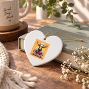 Chef Moose Cooking Pancake Lover Gift Kitchen Holiday Decor Glass Ornament - Material: Heart Ceramic Ornament