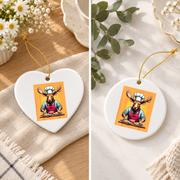 Chef Moose Cooking Pancake Lover Gift Kitchen Holiday Decor Glass Ornament - Material: Heart Ceramic Ornament