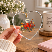 Chef Octopus Funny Cooking Gift Sous Chef Kitchen Decoration Glass Ornament - Material: Heart Glass Ornament