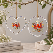 Chef Octopus Funny Cooking Gift Sous Chef Kitchen Decoration Glass Ornament - Material: Heart Glass Ornament
