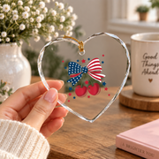 Cherry Bow Coquette Style Holiday Gift Decoration Glass Ornament - Material: Heart Glass Ornament