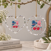 Cherry Bow Coquette Style Holiday Gift Decoration Glass Ornament - Material: Heart Glass Ornament