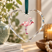 Cherry Flamingo Fruit Lover Bird Glass Ornament - Material: Heart Glass Ornament