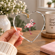 Cherry Flamingo Fruit Lover Bird Glass Ornament - Material: Heart Glass Ornament