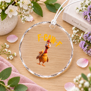 Chicken Rooster Funny Pun Gift Glass Ornament - Material: Circle Glass Ornament