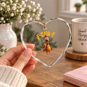 Chicken Rooster Funny Pun Gift Glass Ornament - Material: Heart Glass Ornament