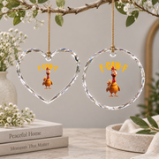 Chicken Rooster Funny Pun Gift Glass Ornament - Material: Heart Glass Ornament