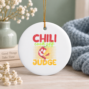 Chili Cook Off Judge Chef Gift Cooking Lover Kitchen Decoration Glass Ornament - Material: Circle Ceramic Ornament