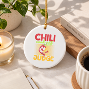 Chili Cook Off Judge Chef Gift Cooking Lover Kitchen Decoration Glass Ornament - Material: Circle Ceramic Ornament
