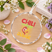 Chili Cook Off Judge Chef Gift Cooking Lover Kitchen Decoration Glass Ornament - Material: Circle Glass Ornament