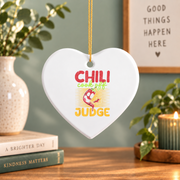 Chili Cook Off Judge Chef Gift Cooking Lover Kitchen Decoration Glass Ornament - Material: Heart Ceramic Ornament