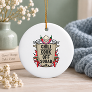 Chili Cook Off Squad Team Gift Cooking Competition Decoration Glass Ornament - Material: Circle Ceramic Ornament