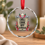 Chili Cook Off Squad Team Gift Cooking Competition Decoration Glass Ornament - Material: Circle Glass Ornament
